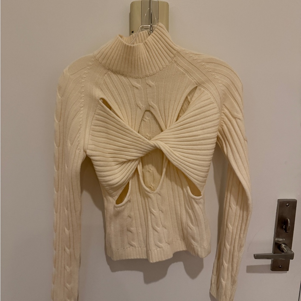 Dion Lee off white Wool Sweater with Cutout Design